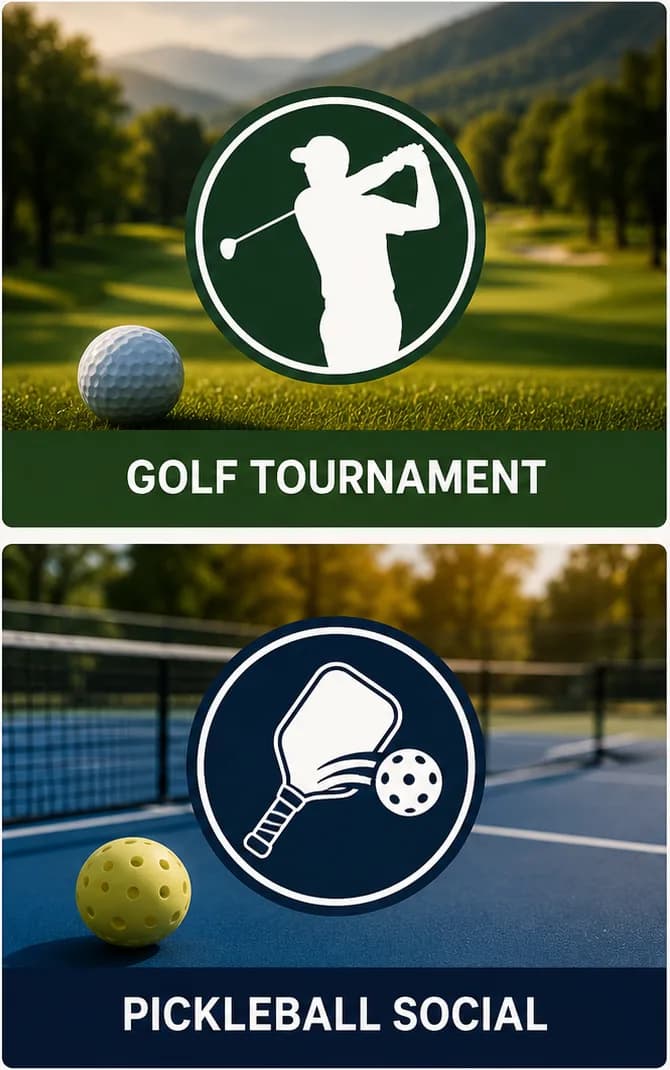 Golf tournament and pickleball social.